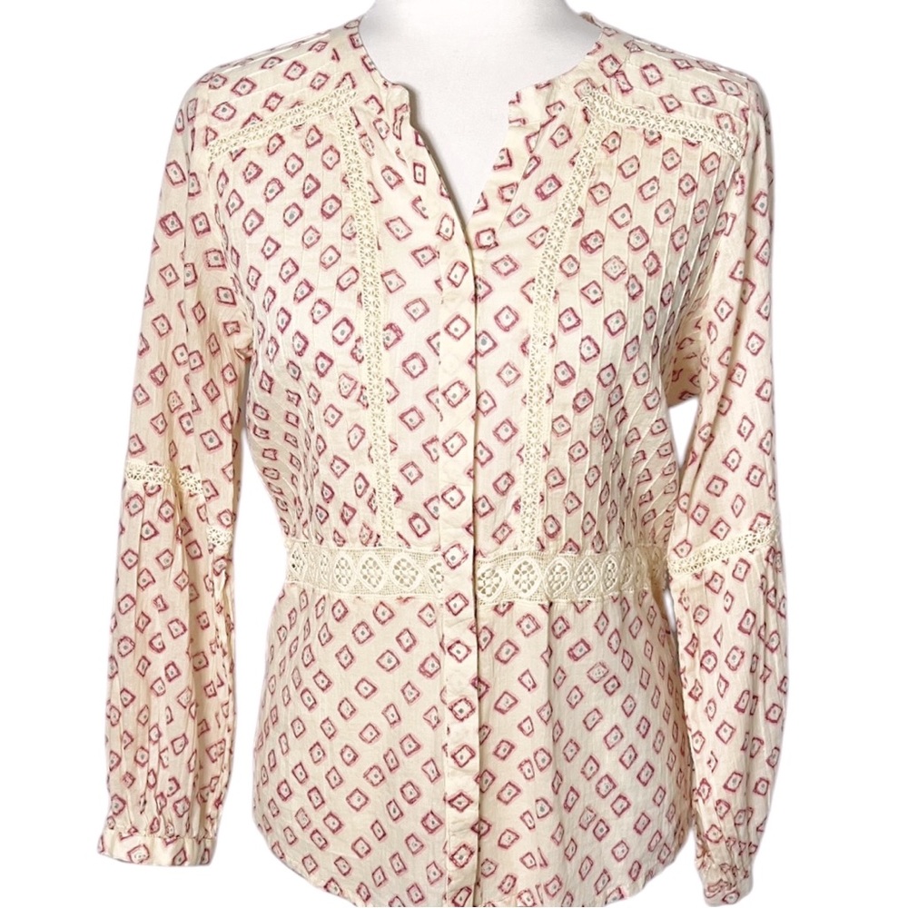 Maison Hotel Bandhani Summer Rapsodia Blouse Pink Cream Size Small